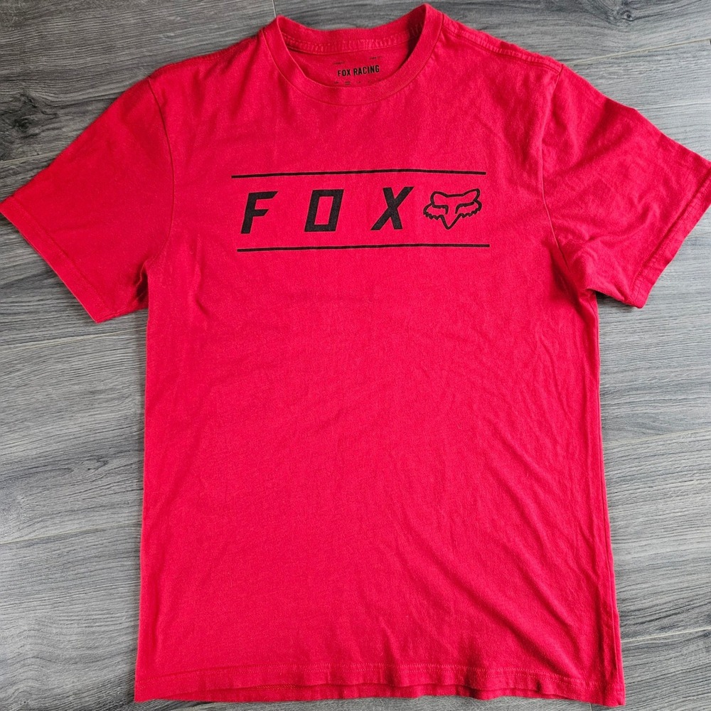 Fox Racing Mens Red Graphic T-Shirt Medium Short Sleeve Cotton Crew Neck Logo